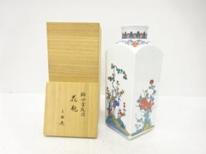 古琳庵造　錦　四季紋図　花瓶